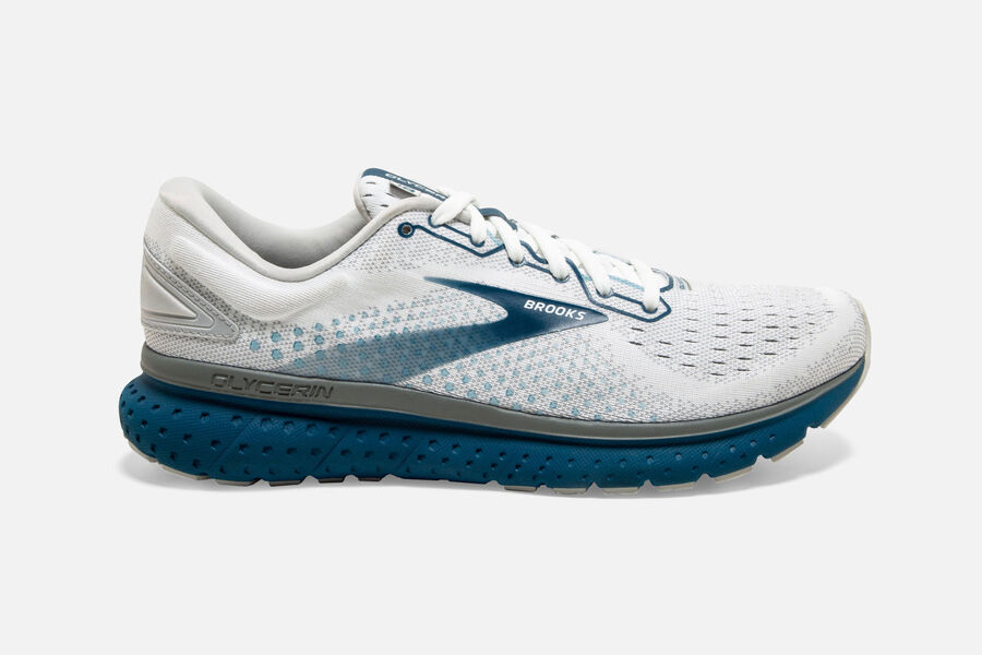 Brooks Israel Glycerin 18 Road Running Shoes Mens - White/Blue - TYO-253987